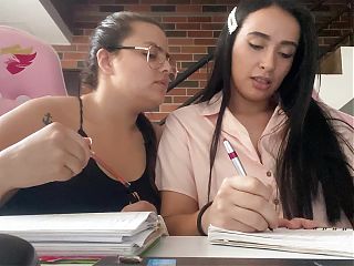 Stepsisters are studying and they get horny